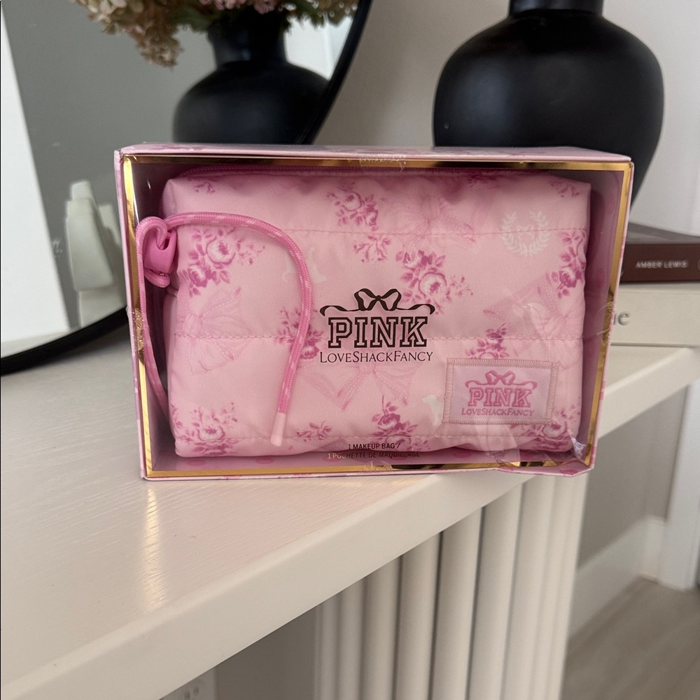 PINK Love Shack Fancy Pink Floral Cosmetic Pouch - Picture 2 of 5